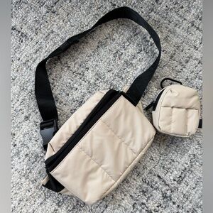 Calpak Luka mini Belt Bag and key pouch in Oatmeal